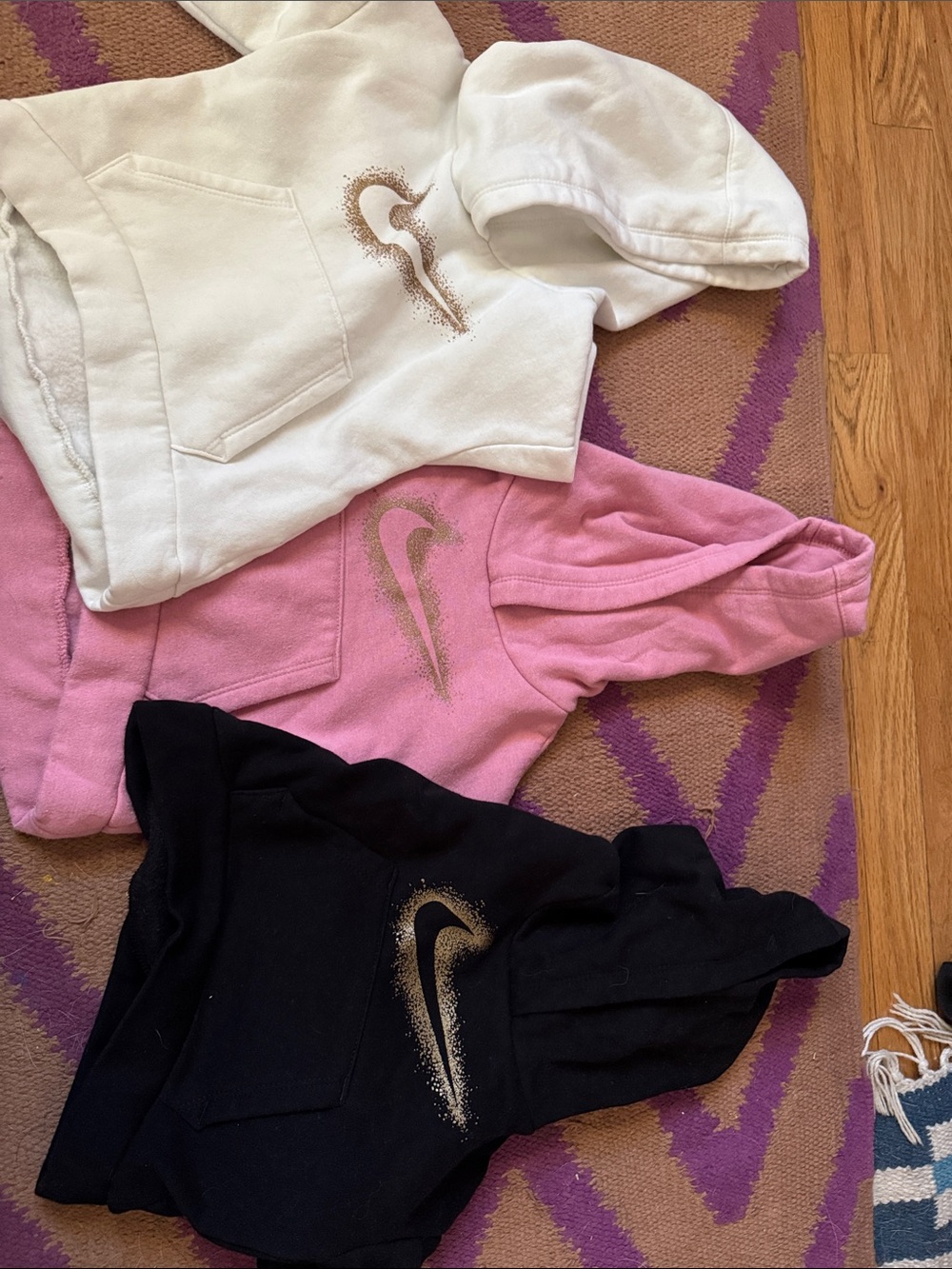 Nike Toddler Hoodies - White, Pink, Black with Metallic Swoosh